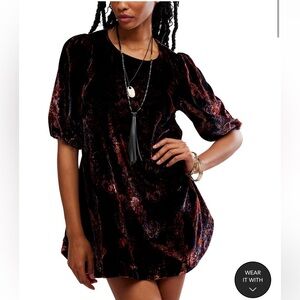 Free People Maye Printed Velvet Tunic Dress NWT XL